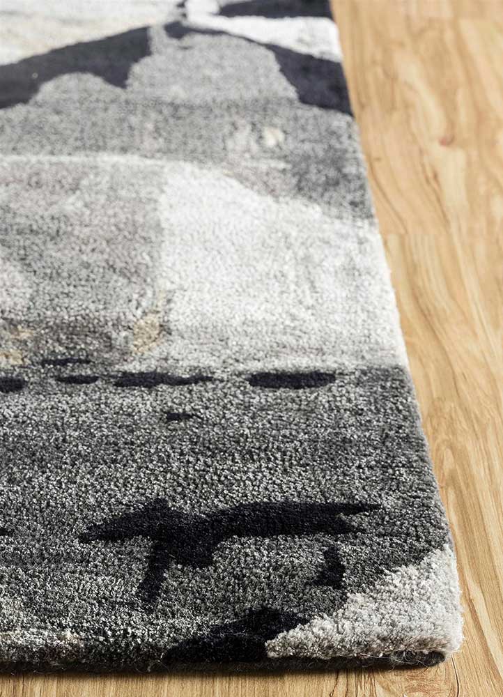 genesis grey and black wool and viscose hand tufted Rug - Corner